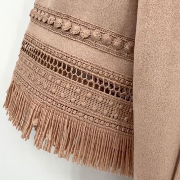 Zara Womens Dusty Pink Faux Suede Fringe Jacket Size XS - Picture 9 of 10